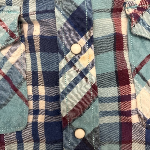Vintage Sears Roebuck & Co Mens Blue Plaid Shirt Sz M Snap Button Cowboy Western - Picture 5 of 5